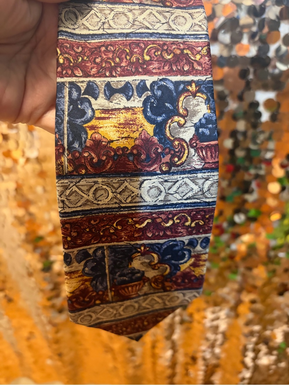 bill blass Multicolor Baroque Stripe Tie in purple, Blue and Gold